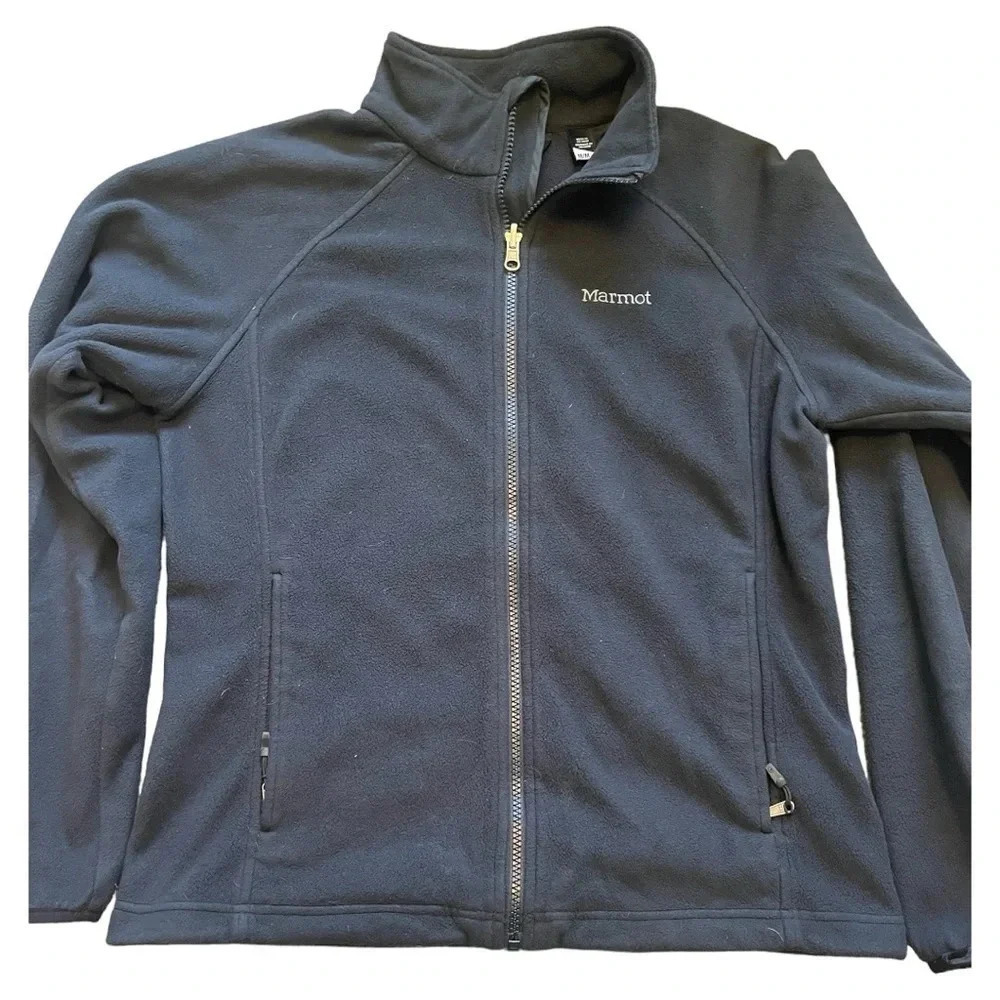 Marmot Full Zip Black Fleece- Size Medium black in color